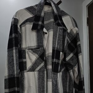 Plaid Black and White Coat